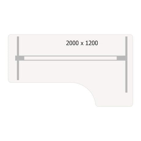 Hæve-sænkebord DNA, Birk 2000x1200 mm Højre 2-ben/Hvid