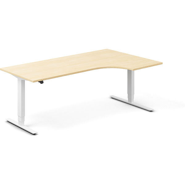 Ergoff Hæve-sænkebord DNA, Birk 2000x1200 mm Højre 2-ben/Hvid – Hæve-sænkeborde