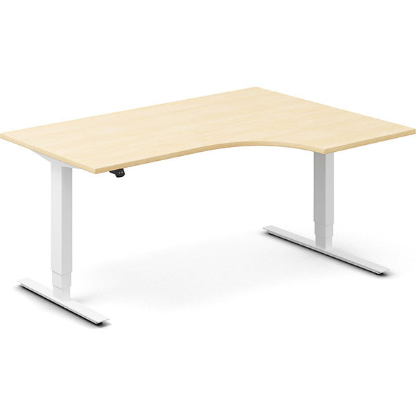 Ergoff Hæve-sænkebord DNA, Birk 1600x1200 mm Højre 2-ben/Hvid – Hæve/sænkeborde