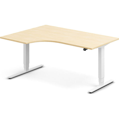 Ergoff Hæve-sænkebord DNA, Birk 1600x1200 mm Venstre 2-ben/Hvid – Hæve/sænkeborde