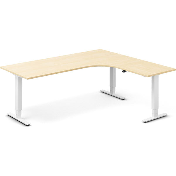 Ergoff Hæve-sænkebord DNA, Birk 2000x1800 mm Højre 3-ben/Hvid – Hæve-sænkeborde