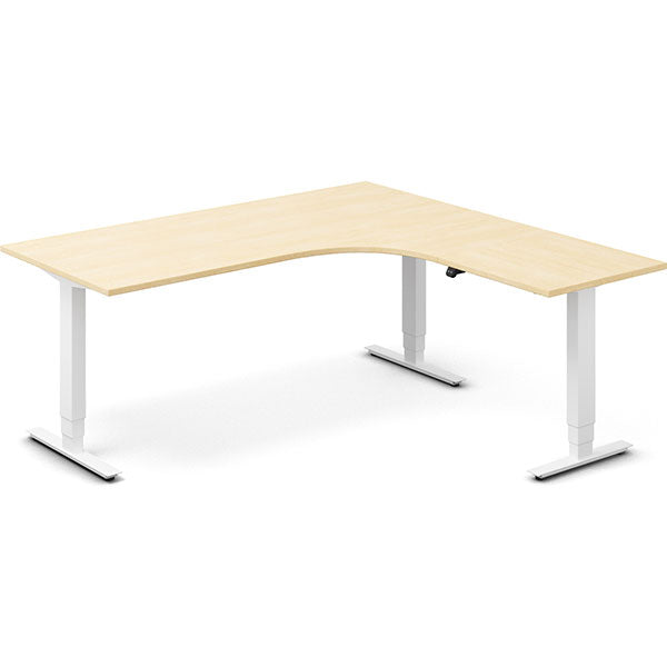 Ergoff Hæve-sænkebord DNA, Birk 1800x1800 mm Højre 3-ben/Hvid – Hæve/sænkeborde