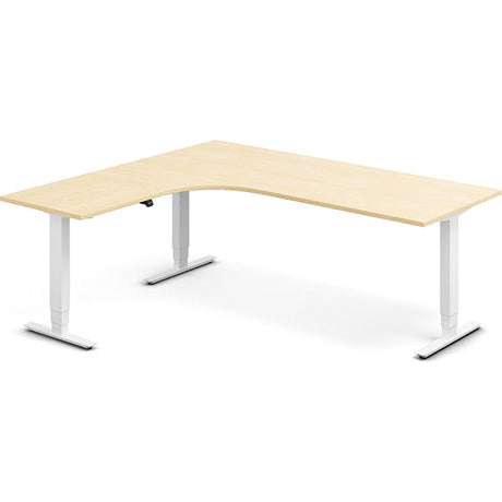 Ergoff Hæve-sænkebord DNA, Birk 2000x1800 mm Venstre 3-ben/Hvid – Hæve/sænkeborde