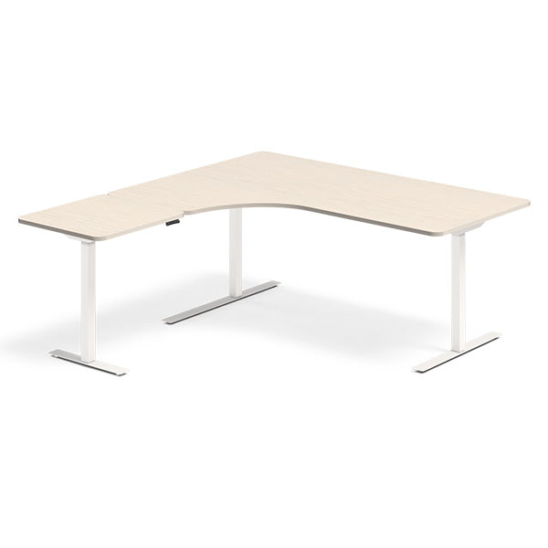 Hæve-sænkebord DNA, Birk 1800x1800 mm Venstre 3-ben/Hvid