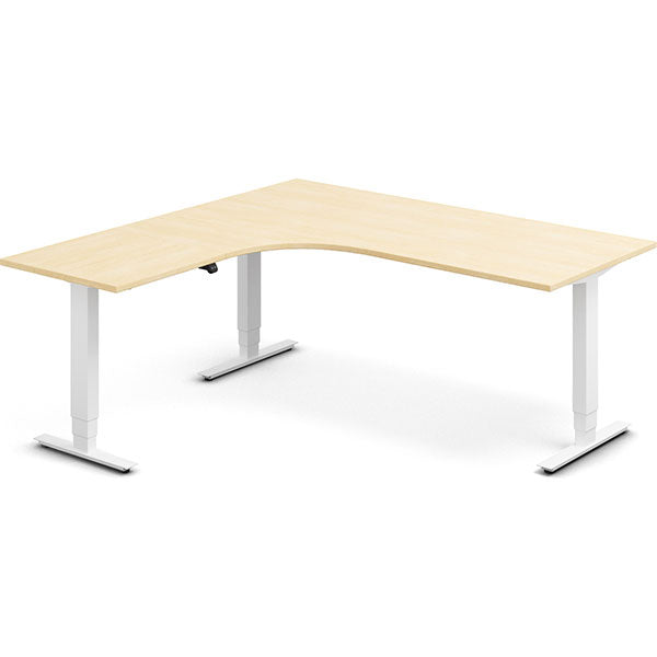 Ergoff Hæve-sænkebord DNA, Birk 1800x1800 mm Venstre 3-ben/Hvid – Hæve/sænkeborde