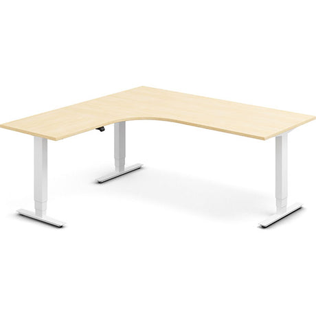 Ergoff Hæve-sænkebord DNA, Birk 1800x1800 mm Venstre 3-ben/Hvid – Hæve/sænkeborde