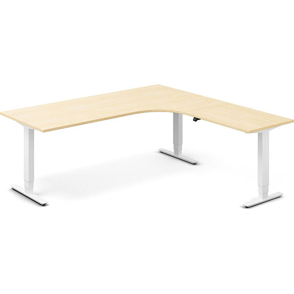 Ergoff Hæve-sænkebord DNA, Birk 2000x2000 mm Højre 3-ben/Hvid – Hæve-sænkeborde