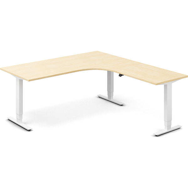 Ergoff Hæve-sænkebord DNA, Birk 1800x2000 mm Højre 3-ben/Hvid – Hæve/sænkeborde