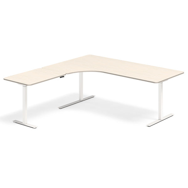 Hæve-sænkebord DNA, Birk 2000x2000 mm Venstre 3-ben/Hvid