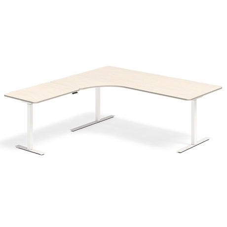 Hæve-sænkebord DNA, Birk 2000x2000 mm Venstre 3-ben/Hvid