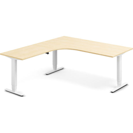 Ergoff Hæve-sænkebord DNA, Birk 1800x2000 mm Venstre 3-ben/Hvid – Hæve/sænkeborde