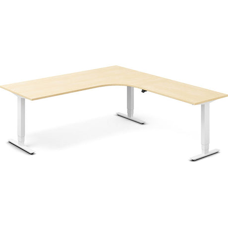 Ergoff Hæve-sænkebord DNA, Birk 2000x2200 mm Højre 3-ben/Hvid – Hæve/sænkeborde