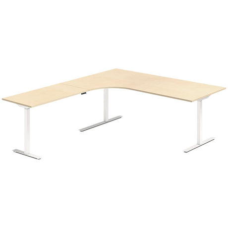 Hæve-sænkebord DNA, Birk 2000x2200 mm Venstre 3-ben/Hvid