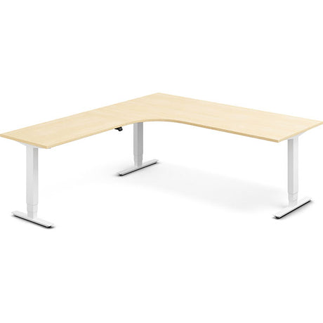 Ergoff Hæve-sænkebord DNA, Birk 2000x2200 mm Venstre 3-ben/Hvid – Hæve/sænkeborde