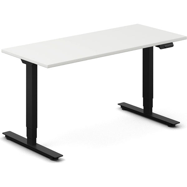 Ergoff Hæve-sænkebord DNA, Hvid 1400x600mm 2-ben/Sort – Hæve-sænkeborde