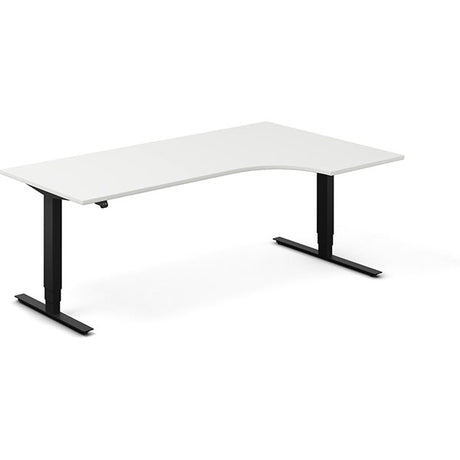 Ergoff Hæve-sænkebord DNA, Hvid 2000x1200mm Højre 2-ben/Sort – Hæve-sænkeborde