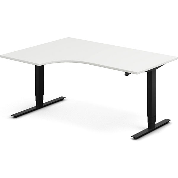Ergoff Hæve-sænkebord DNA, Hvid 1600x1200mm Venstre 2-ben/Sort – Hæve/sænkeborde