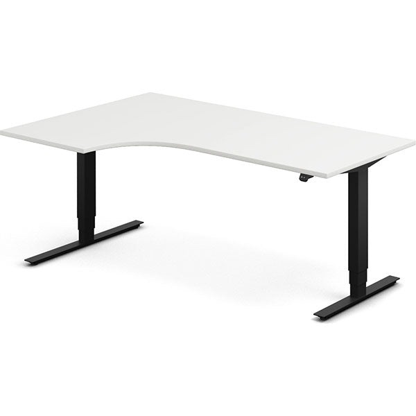 Ergoff Hæve-sænkebord DNA, Hvid 1800x1200mm Venstre 2-ben/Sort – Hæve-sænkeborde