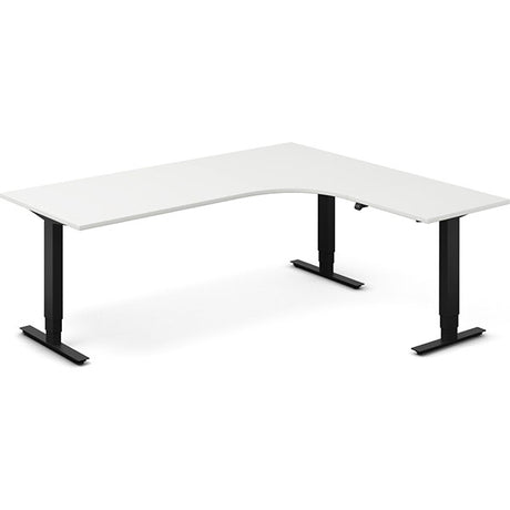 Hæve-sænkebord DNA, Hvid 2000x1800mm Højre 3-ben/Sort