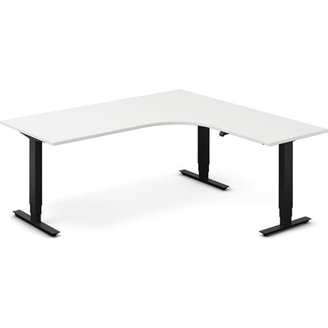 Ergoff Hæve-sænkebord DNA, Hvid 1800x1800mm Højre 3-ben/Sort – Hæve/sænkeborde