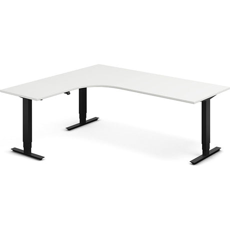 Ergoff Hæve-sænkebord DNA, Hvid 2000x1800mm Venstre 3-ben/Sort – Hæve-sænkeborde