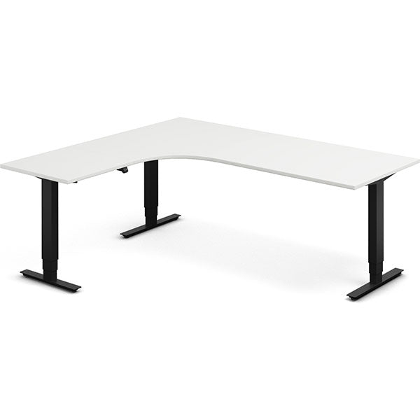 Ergoff Hæve-sænkebord DNA, Hvid 2000x1800mm Venstre 3-ben/Sort – Hæve-sænkeborde