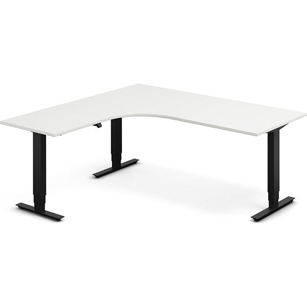 Ergoff Hæve-sænkebord DNA, Hvid 1800x1800mm Venstre 3-ben/Sort – Hæve/sænkeborde