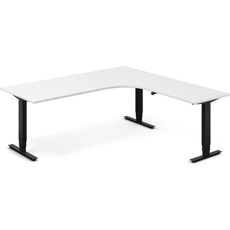 Ergoff Hæve-sænkebord DNA, Hvid 2000x2000mm Højre 3-ben/Sort – Hæve/sænkeborde