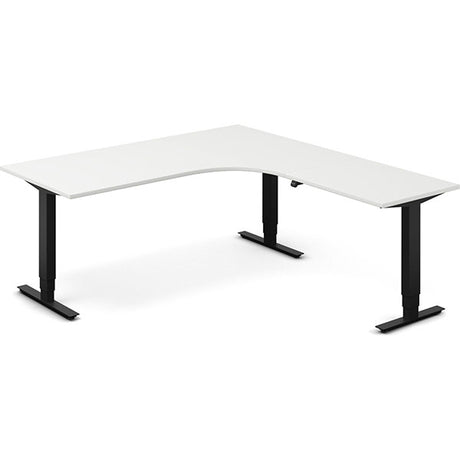 Ergoff Hæve-sænkebord DNA, Hvid 1800x2000mm Højre 3-ben/Sort – Hæve/sænkeborde