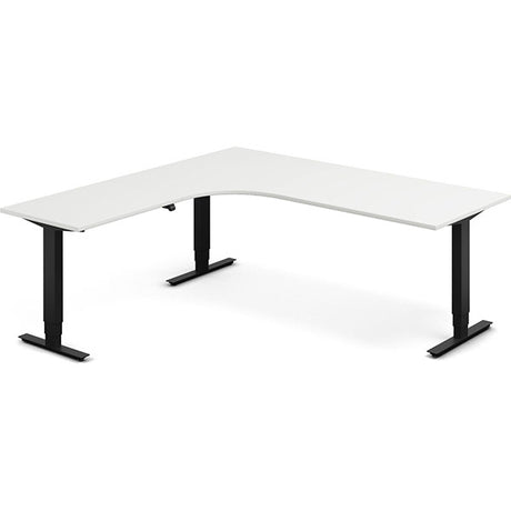 Ergoff Hæve-sænkebord DNA, Hvid 2000x2000mm Venstre 3-ben/Sort – Hæve/sænkeborde