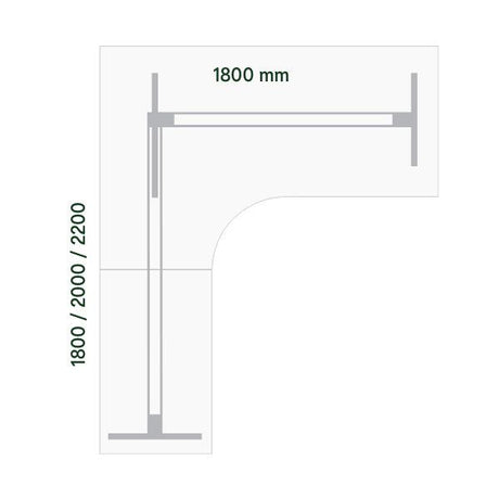 Hæve-sænkebord DNA, Hvid 1800x2000 mm Venstre 3-ben/Sort