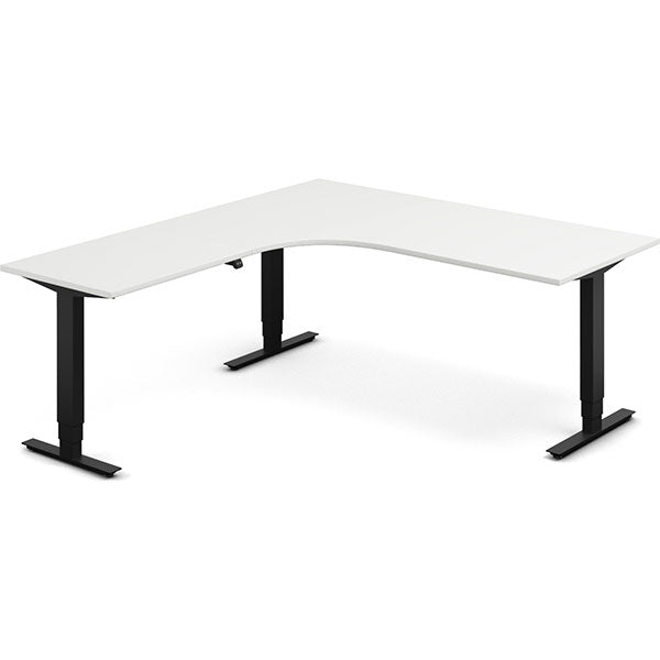 Ergoff Hæve-sænkebord DNA, Hvid 1800x2000mm Venstre 3-ben/Sort – Hæve/sænkeborde