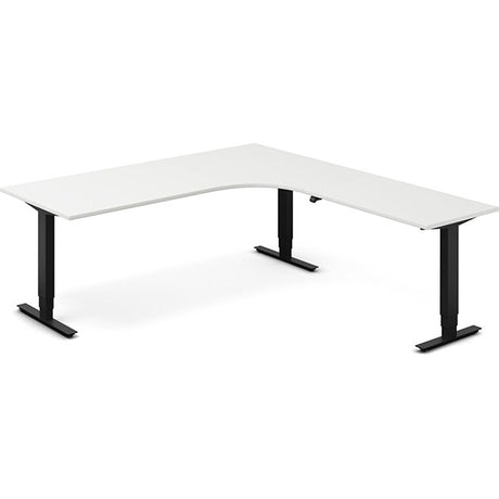 Ergoff Hæve-sænkebord DNA, Hvid 2000x2200mm Højre 3-ben/Sort – Hæve-sænkeborde