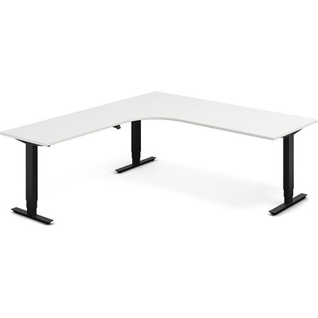 Ergoff Hæve-sænkebord DNA, Hvid 2000x2200mm Venstre 3-ben/Sort – Hæve/sænkeborde