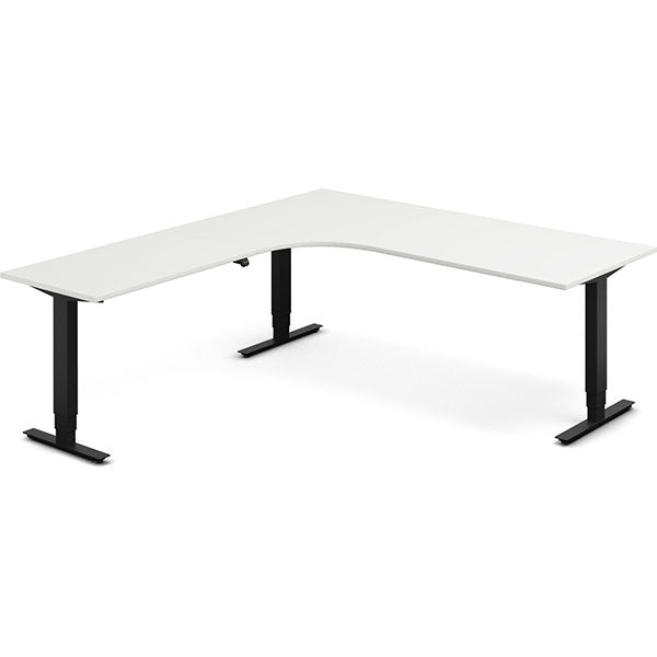 Ergoff Hæve-sænkebord DNA, Hvid 2000x2200mm Venstre 3-ben/Sort – Hæve/sænkeborde