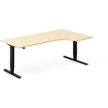 Hæve-sænkebord DNA, Birk 2000x1200 mm Højre 2-ben/Sort