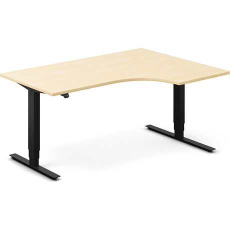 Hæve-sænkebord DNA, Birk 1600x1200 mm Højre 2-ben/Sort