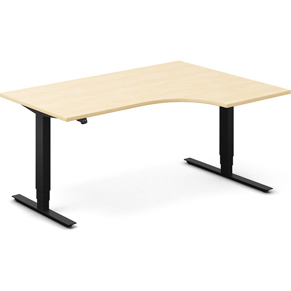 Ergoff Hæve-sænkebord DNA, Birk 1600x1200 mm Højre 2-ben/Sort – Hæve/sænkeborde