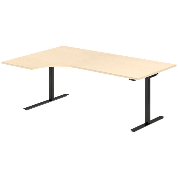 Hæve-sænkebord DNA, Birk 2000x1200 mm Venstre 2-ben/Sort