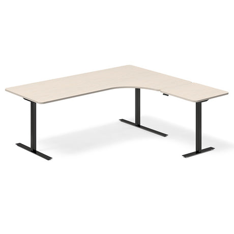 Hæve-sænkebord DNA, Birk 2000x1800 mm Højre 3-ben/Sort
