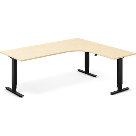 Ergoff Hæve-sænkebord DNA, Birk 2000x1800 mm Højre 3-ben/Sort – Hæve/sænkeborde