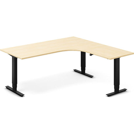Ergoff Hæve-sænkebord DNA, Birk 1800x1800 mm Højre 3-ben/Sort – Hæve/sænkeborde