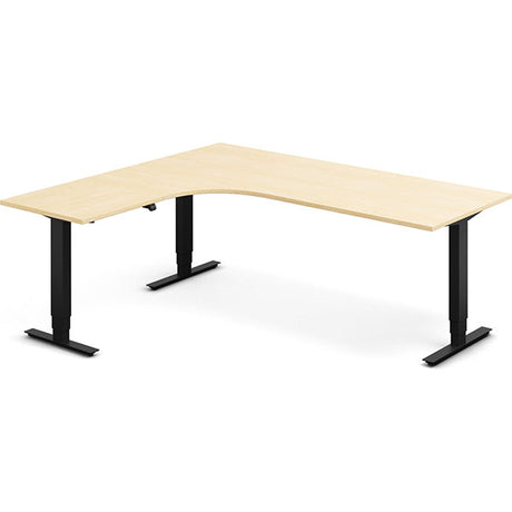 Ergoff Hæve-sænkebord DNA, Birk 2000x1800 mm Venstre 3-ben/Sort – Hæve/sænkeborde