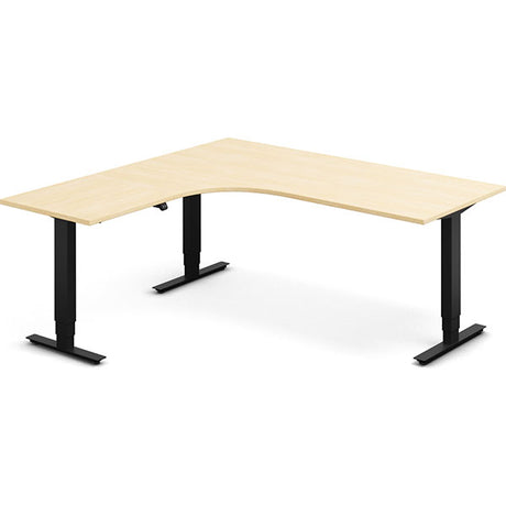 Ergoff Hæve-sænkebord DNA, Birk 1800x1800 mm Venstre 3-ben/Sort – Hæve/sænkeborde