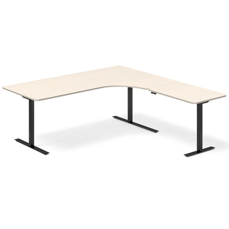 Hæve-sænkebord DNA, Birk 2000x2000 mm Højre 3-ben/Sort
