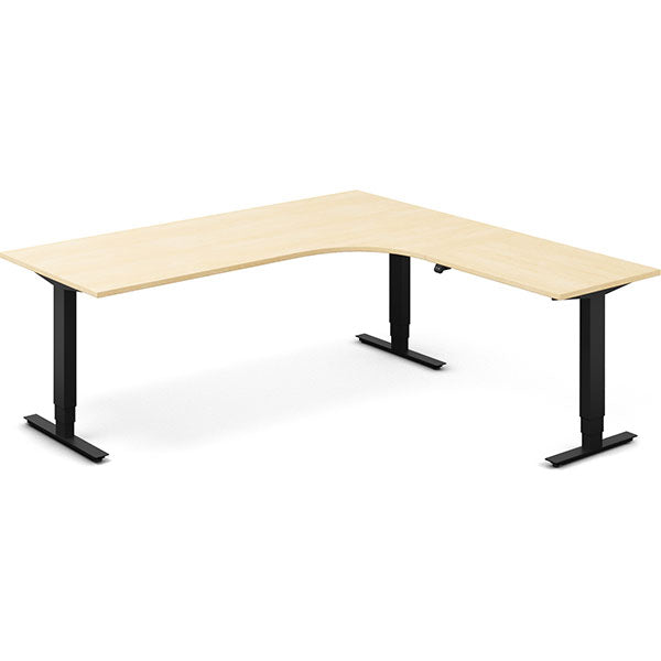 Ergoff Hæve-sænkebord DNA, Birk 2000x2000 mm Højre 3-ben/Sort – Hæve-sænkeborde
