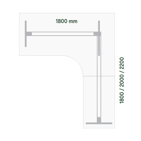 Hæve-sænkebord DNA, Birk 1800x2000 mm Højre 3-ben/Sort