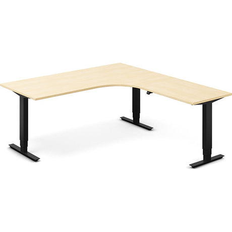 Ergoff Hæve-sænkebord DNA, Birk 1800x2000 mm Højre 3-ben/Sort – Hæve/sænkeborde
