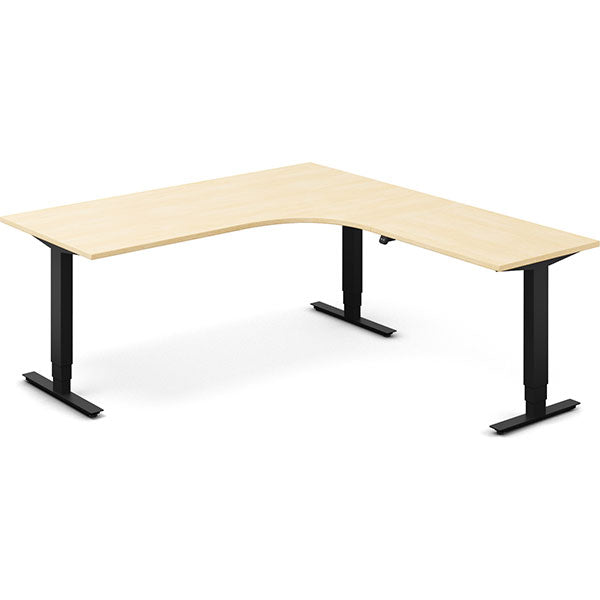 Ergoff Hæve-sænkebord DNA, Birk 1800x2000 mm Højre 3-ben/Sort – Hæve/sænkeborde