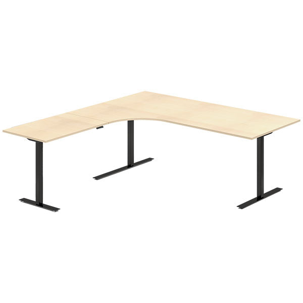 Hæve-sænkebord DNA, Birk 2000x2000 mm Venstre 3-ben/Sort